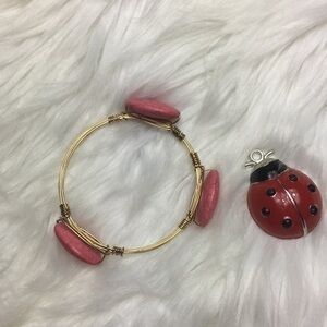 Faux stone, wire bangle, 10” around, GUC.